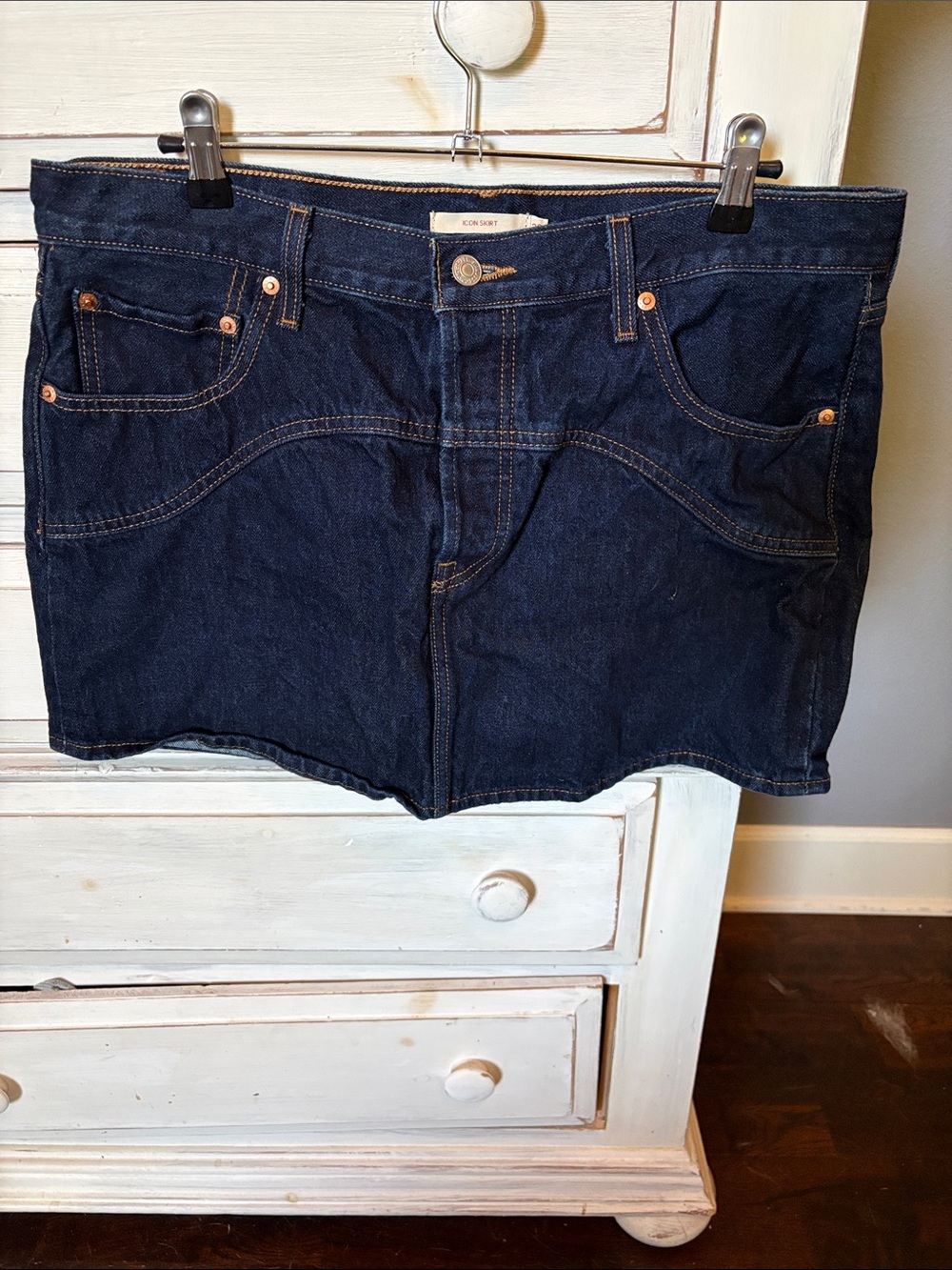Levi's Indigo Denim Mini Skirt with Back Pocket Detail